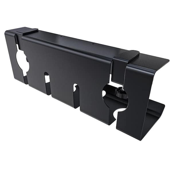 No Drill 17 in. Under Desk Cable Management Tray Punch-Free Clamp on Metal Wire Organizer Black