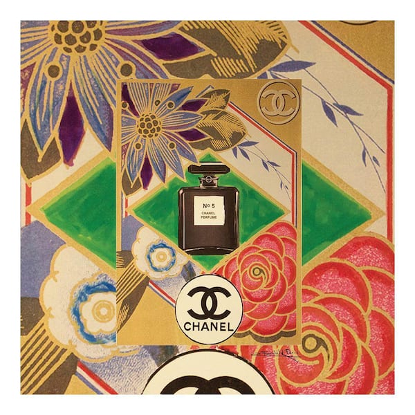 VENICE BEACH Collections VINTAGE Fashion Perfume Bottle by Fairchild Paris 1 Piece Unframed Canvas Drawing Print 14 in. x 14 in.