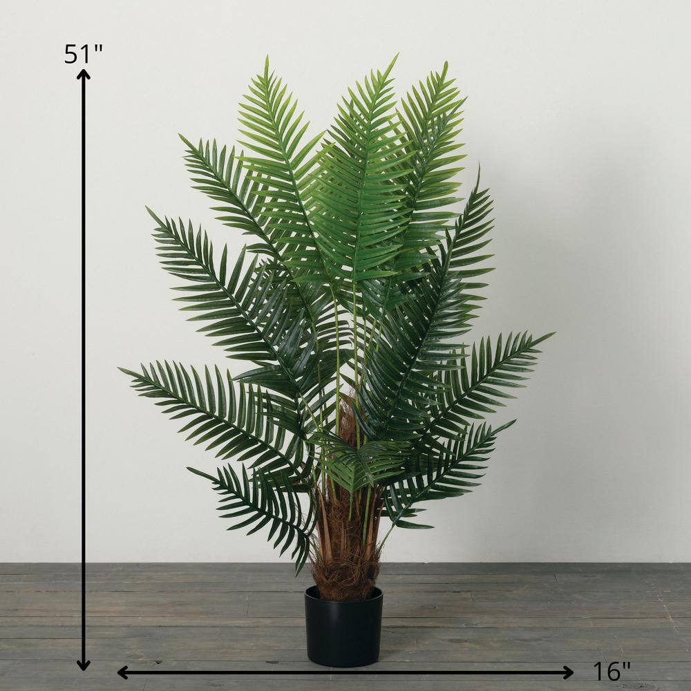 51" Green Plastic Potted Palm Floor Plant