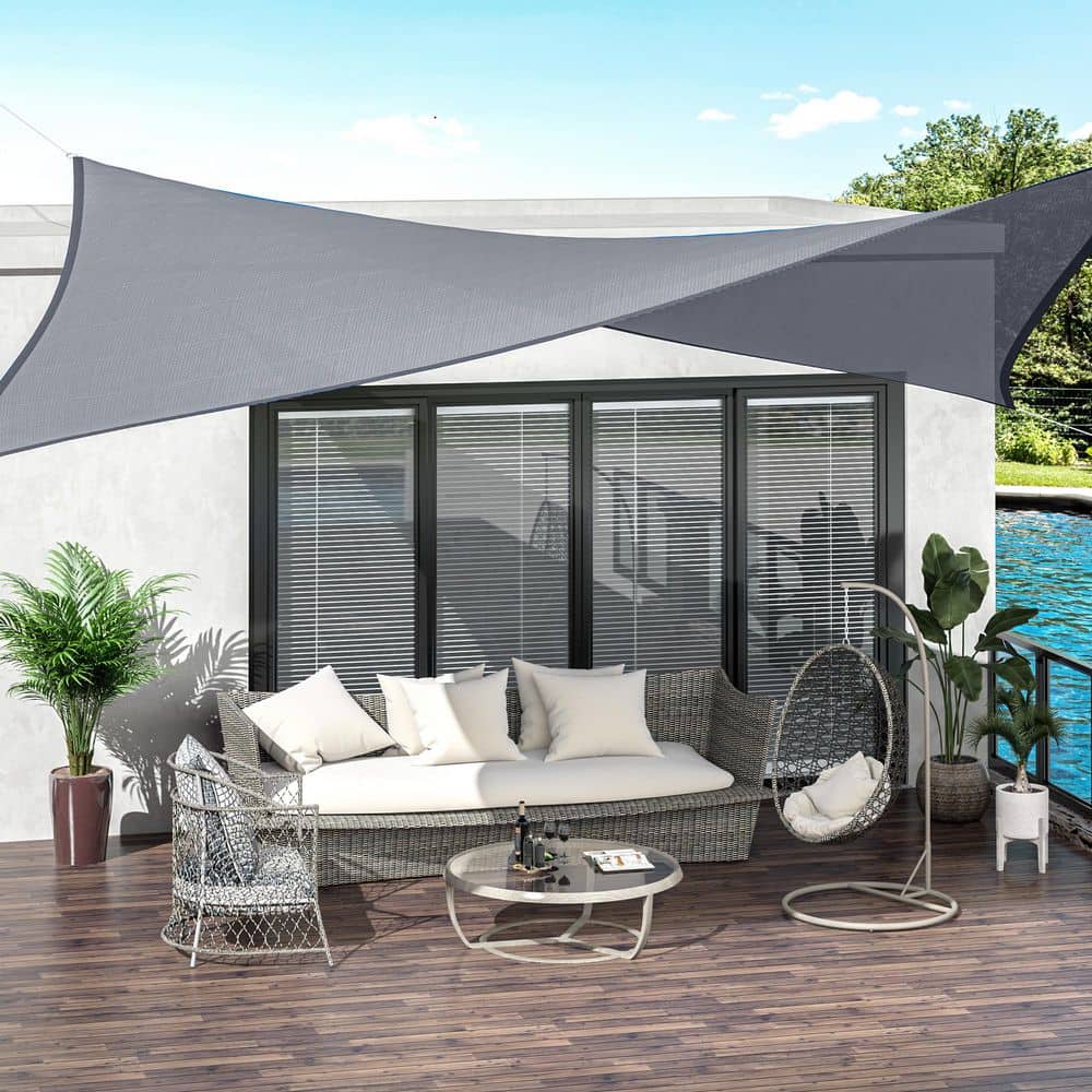 Grey 20' x 13' High-Density Polyethylene Outdoor Sun Shade Sail