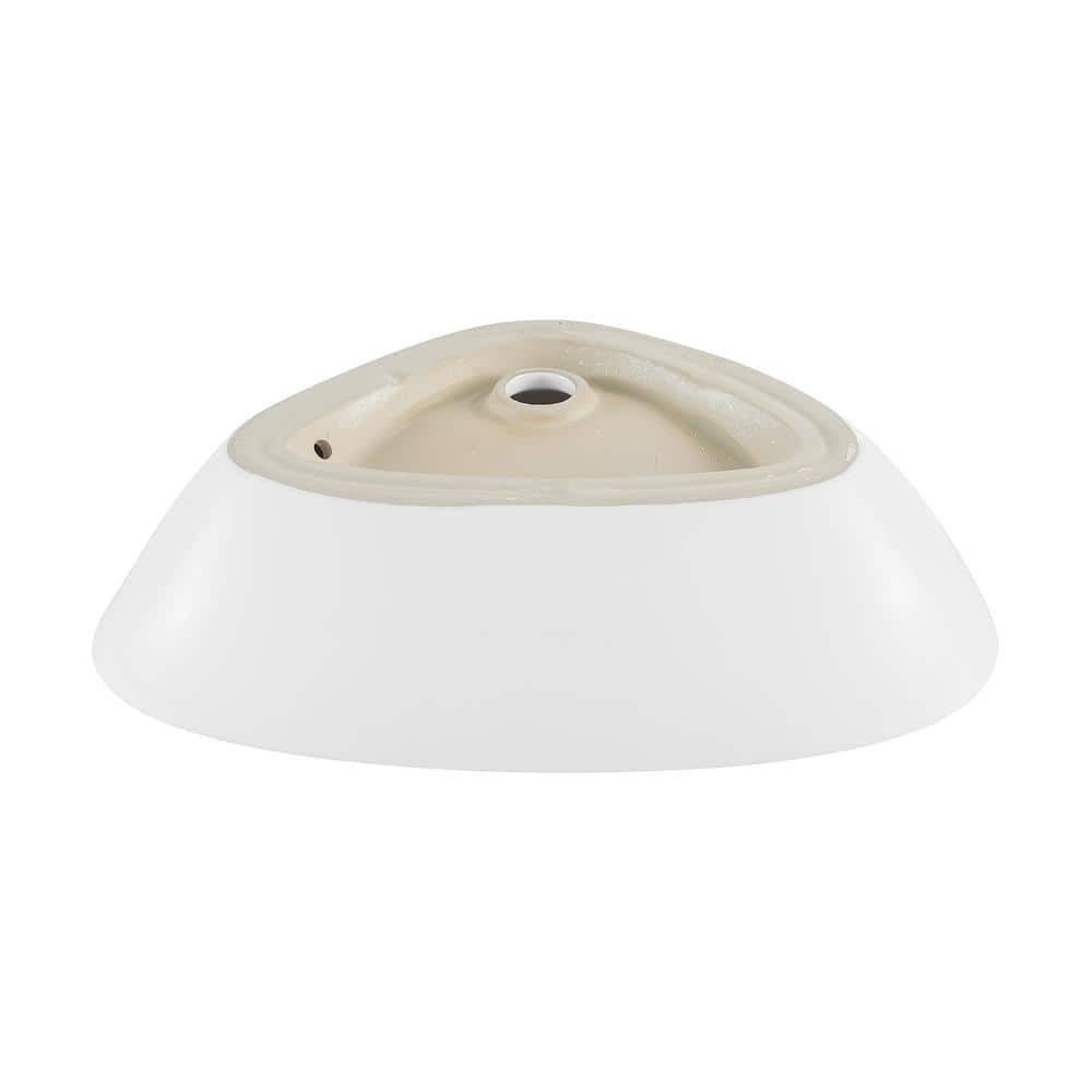 White Ceramic Above-Counter Vessel Sink, 23"