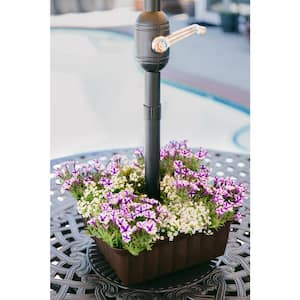 13 in. L x 13 in. W x 5.5 in. H Square Savannah Planter Brown Medium Plastic Tabletop Umbrella Planter