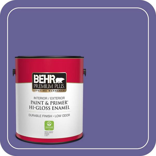 BEHR PREMIUM PLUS 1 gal. #T15-13 Prime Purple Hi-Gloss Enamel Interior/Exterior Paint & Primer