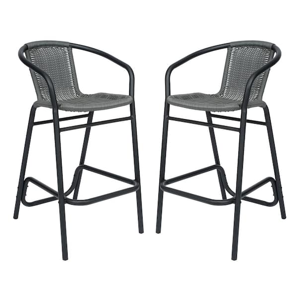 Carnegy Avenue Lila Gray Metal Outdoor Bar Stool 2-Pack