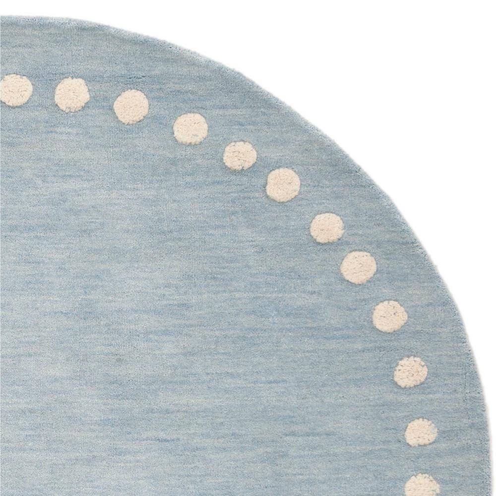 Plush Hand-Tufted Blue Wool Round Kids' Playroom Rug, 5' Diameter