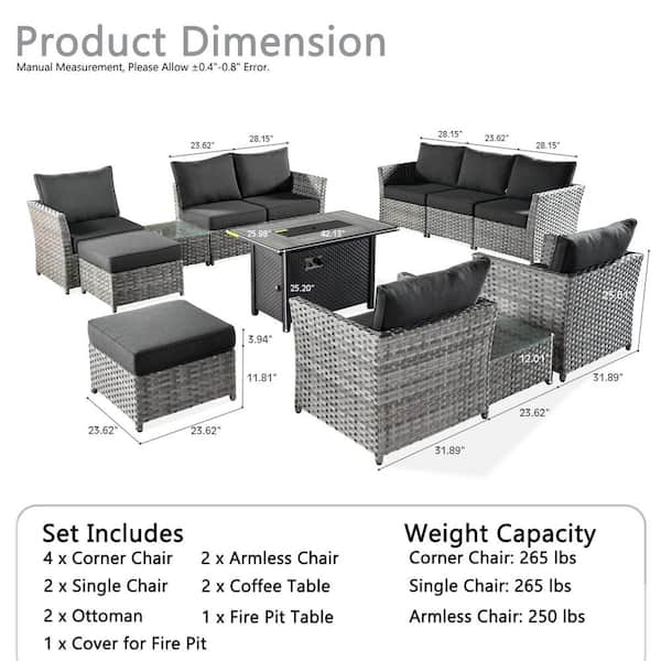 maiページ 晩酌セットn25+w19+x27+他 XIZZI Bella 13-Piece Wicker Patio Rectangle Fire Pit Conversation