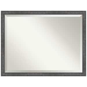 Angled Metallic Rainbow 43.25 in. x 33.25 in. Beveled Modern Rectangle Wood Framed Wall Mirror in Gray