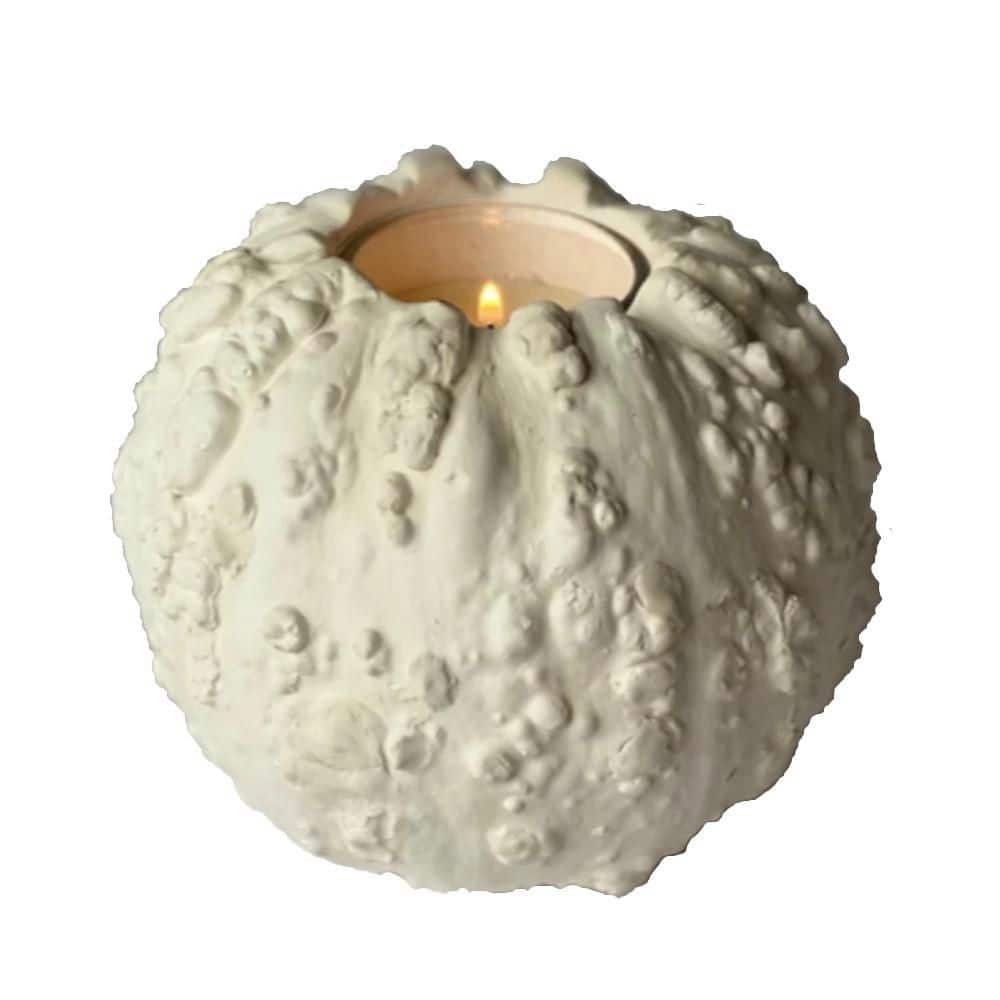Studio White Gypsum 6 in. Dia Gourd #1 Votive Candleholder Home Decor Table