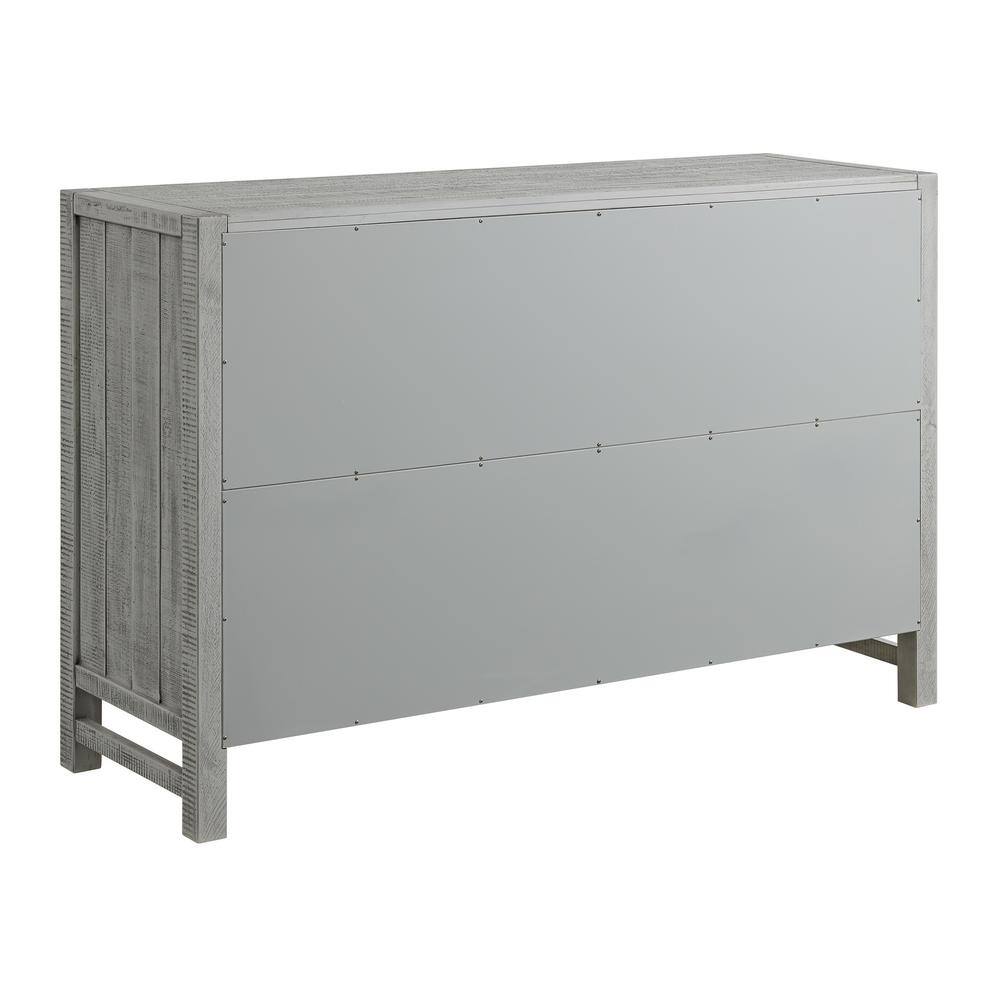 Arden 6-Drawer Double Dresser, Driftwood Gray Solid Pine Wood, Rustic Finish Ideal for Bedroom Storage and Organization - thumbnail 6