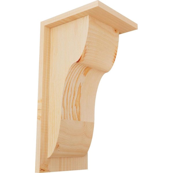 Ekena Millwork 7-1/2 in. x 8 in. x 16 in. Douglas Fir Carmel Smooth Corbel with Backplate