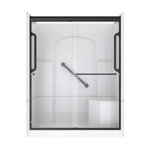 Accessible Living Alliance Plus 60 in. L x 32 in. W x 77.5 in. H Alcove Left Drain Shower Door Kit in Matte Black