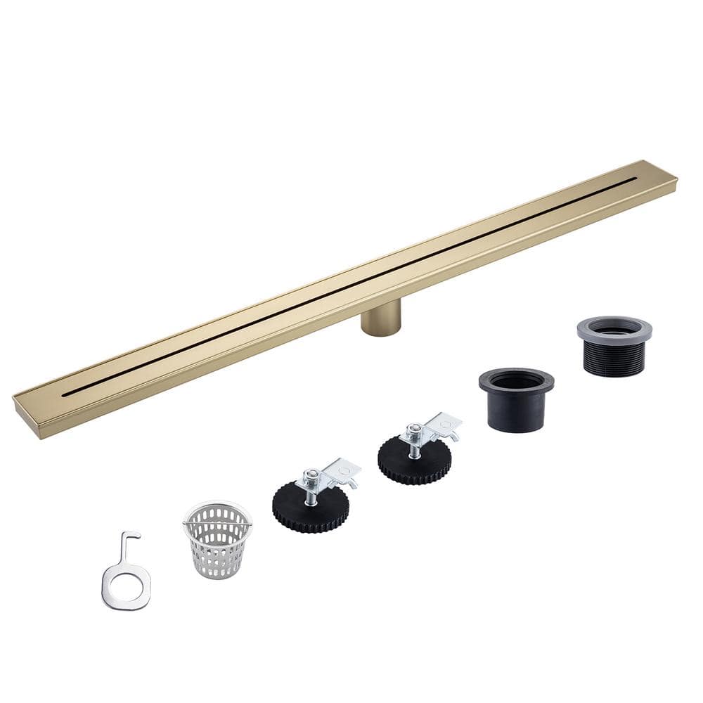 36 in. Stainless Steel Linear Shower Drain with Square Pattern Drain Cover in Brushed Gold price history on PriceWatchPro