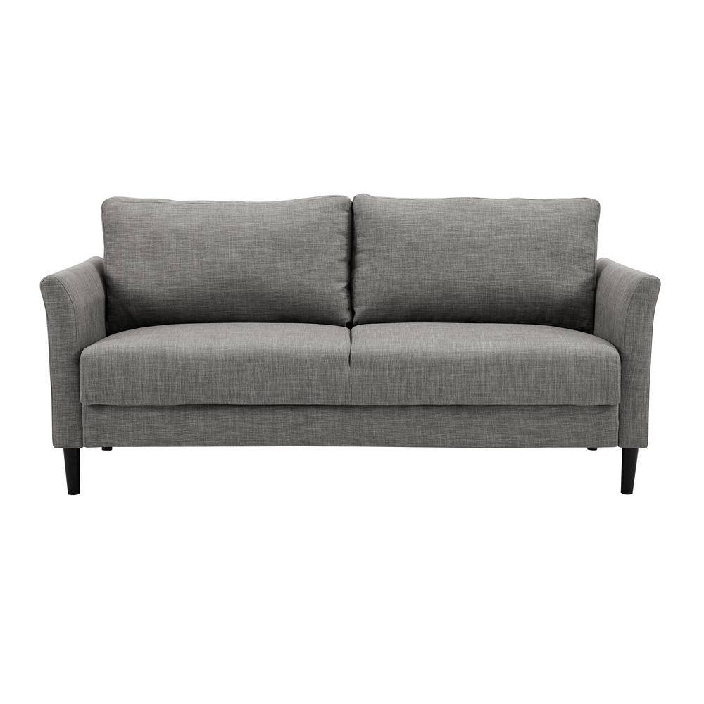 MAYKOOSH Gray Living Room Sofa With Flared Arms, Linen Fabric Cushion ...