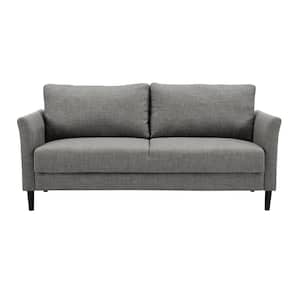 Linen Fabric Upholstered Sofa 3 Seater Removable Back Cushions