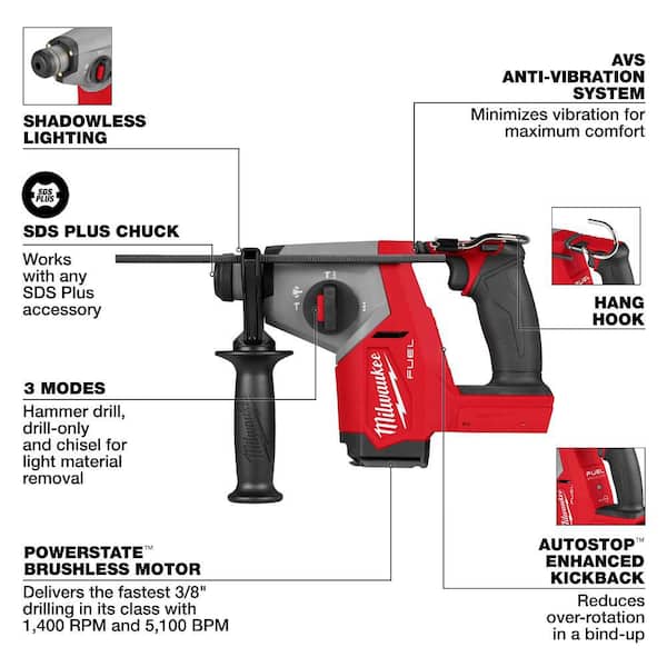 Milwaukee M18 FUEL 18V Lithium-Ion Brushless Cordless 5/8 in. SDS