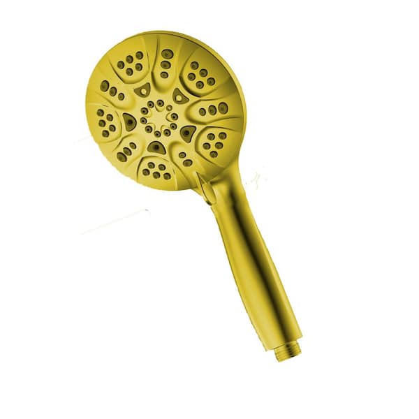 Lukvuzo Superior 6-Spray Wall Mount Handheld Shower Head 1.8 GPM in Gold with 59 in. Hose
