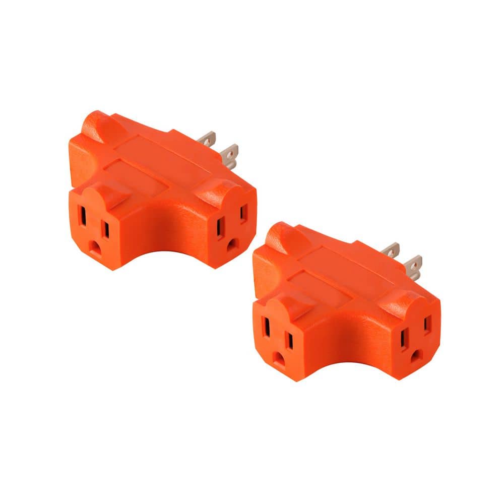 (G-3406OR-2) 3 Wire Cube Adapter, 3-Outlet Wall Tap Adapter with Omni-Directional Output, Orange, 2 PACK price history on PriceWatchPro