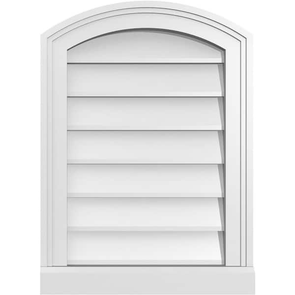 Ekena Millwork 16" x 22" Arch Top Surface Mount PVC Gable Vent: Functional with Brickmould Sill Frame