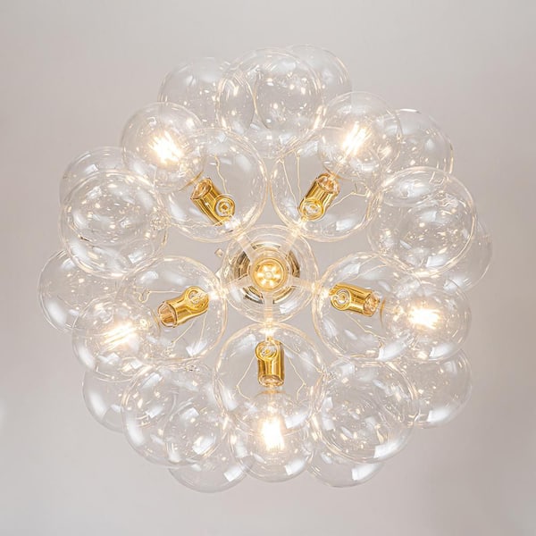 Y'INSP 6-Light Black Unique Glass Bubble Chandelier with