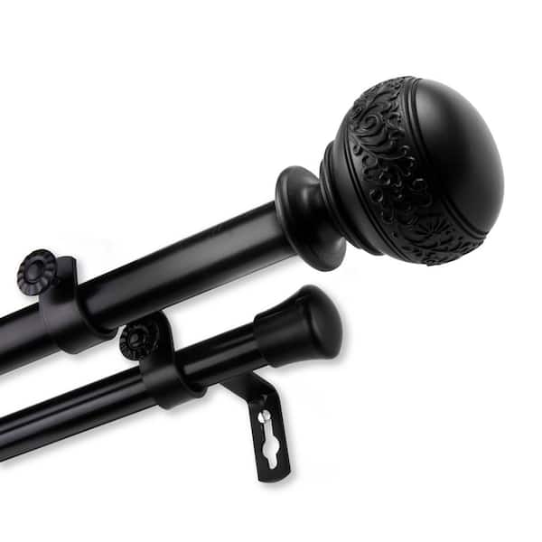 Unbranded 28 in. to 48 in. Adjustable 13/16 in. Douglas Double Curtain Rod in Black