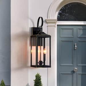 25.7 in. 2-Light Bronze Non Solar Large Outdoor Wall Lantern Sconce Light