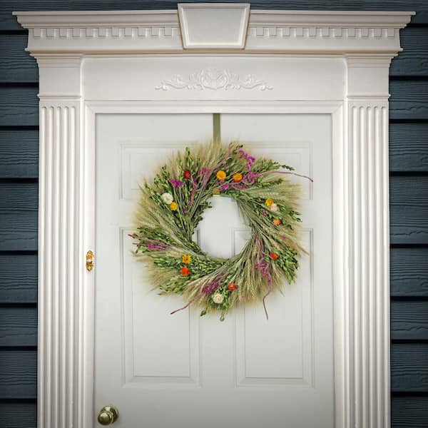 National Tree Company 22 in. Artificial Wheat and Straw Flowers Spring  Wreath BO74-202111-1 - The Home Depot