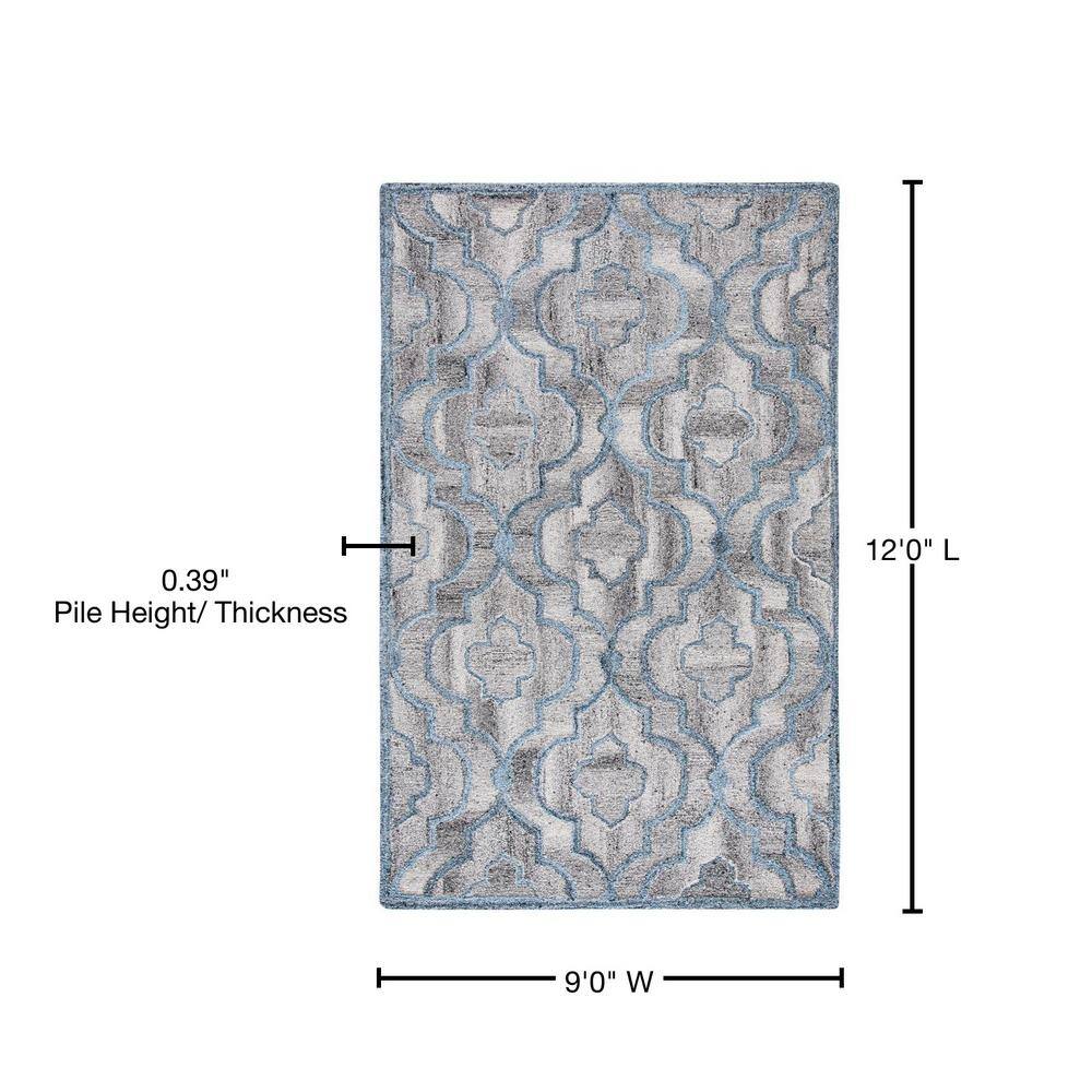 Hand-Tufted Abstract Blue Wool & Viscose 9' x 12' Area Rug