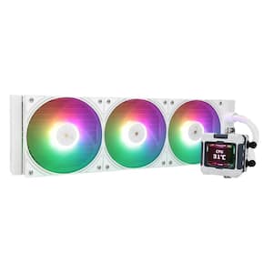 FW360 White ARGB CPU Water Cooler 360mm Radiator 3x2000RPM PWM Fans 2.4in LCD Display AM5 Intel Compatible