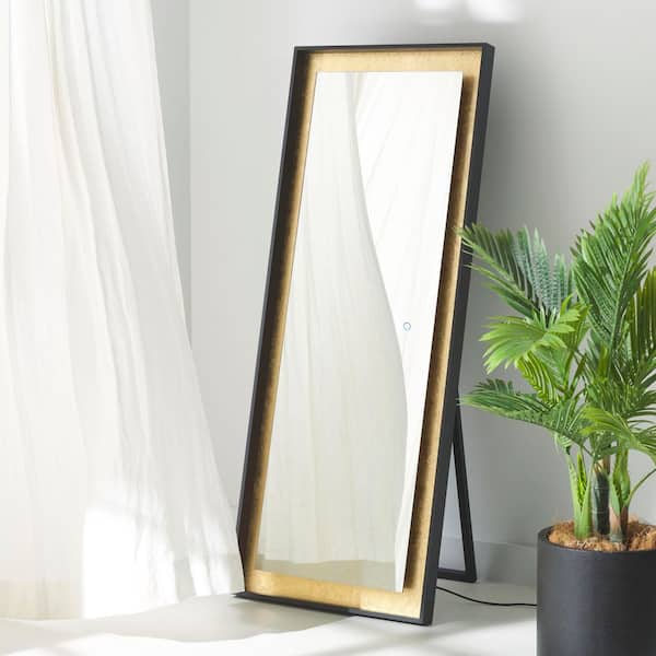 Safavieh Montauk Black/Gold Leaf 22 in. W x 65 in. H Rectangle Full Length Mirror