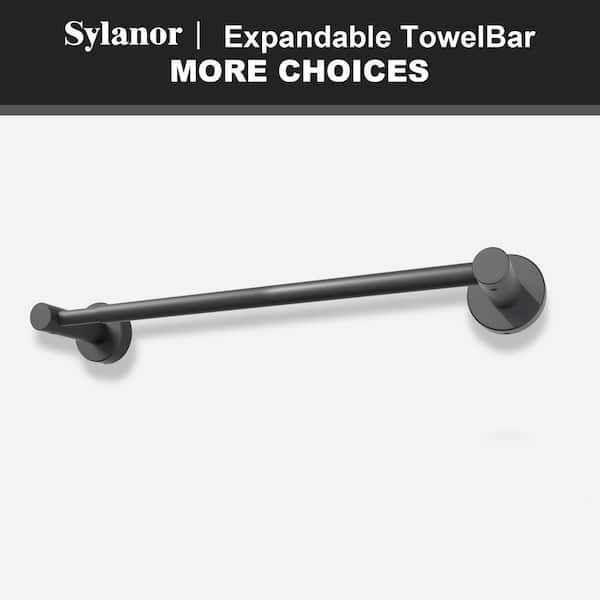 NestPro 16 in. - 27 in. Adjustable Expandable Wall Mounted Towel Bar for Bathroom Kitchen in Matte Black