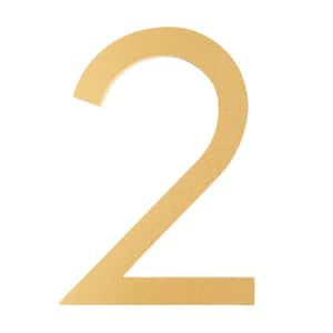 10 in. Brushed Brass Aluminum Floating or Flat Modern House Number 2