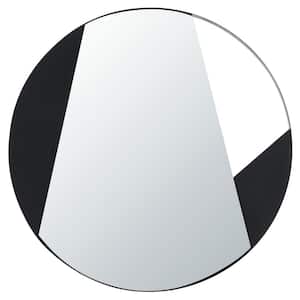 Dinas 35.5 in. W x 35.5 in. H Iron Round Modern Matte Black Solid Frame Wall Mirror