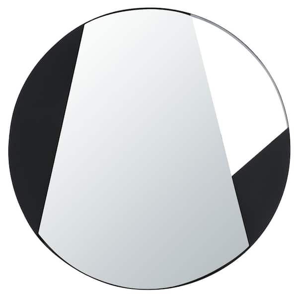 SAFAVIEH Dinas 35.5 in. W x 35.5 in. H Iron Round Modern Matte Black Solid Frame Wall Mirror