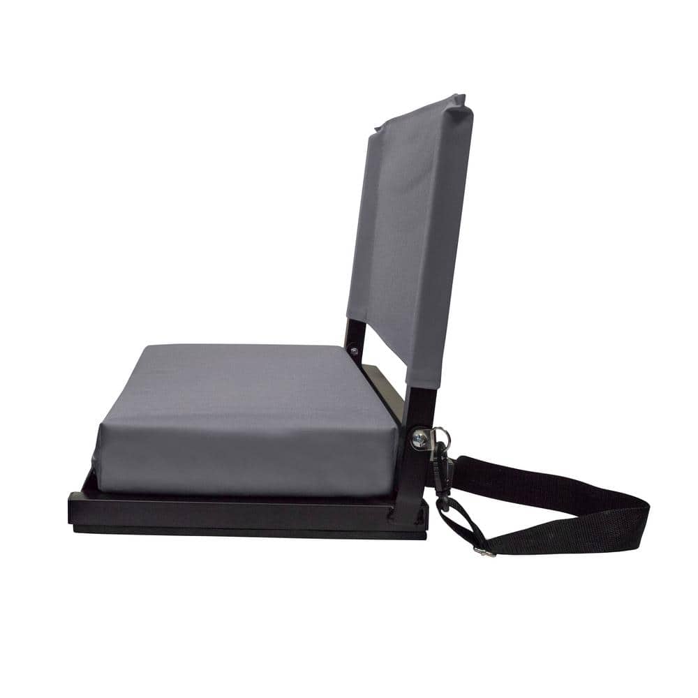 Extra-Large Gray Canvas Folding Stadium Chair with Cushions