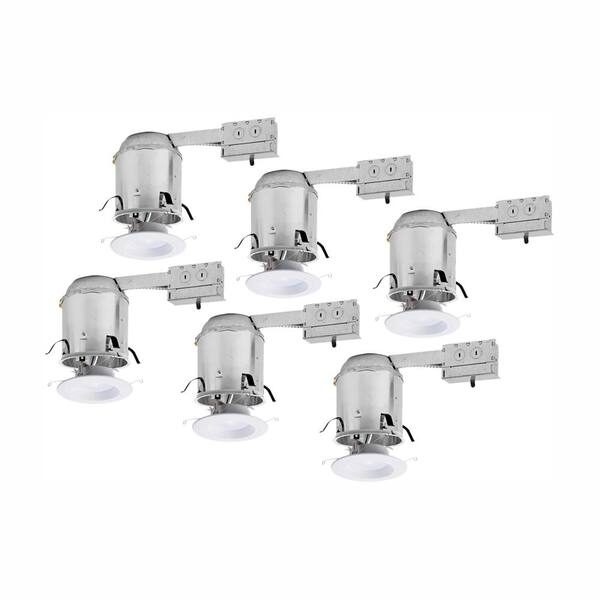 HALO RL 6 in. (6-Pack) Remodel Ceiling Housing and (6-Pack) Dimmable White Integrated LED Recessed Light Retrofit Kit