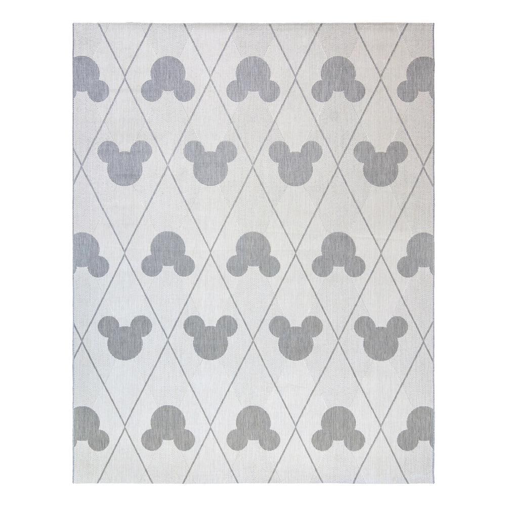 Disney Mickey Mouse Cream/Gray 6 ft. x 9 ft. Argyle Indoor/Outdoor Area ...