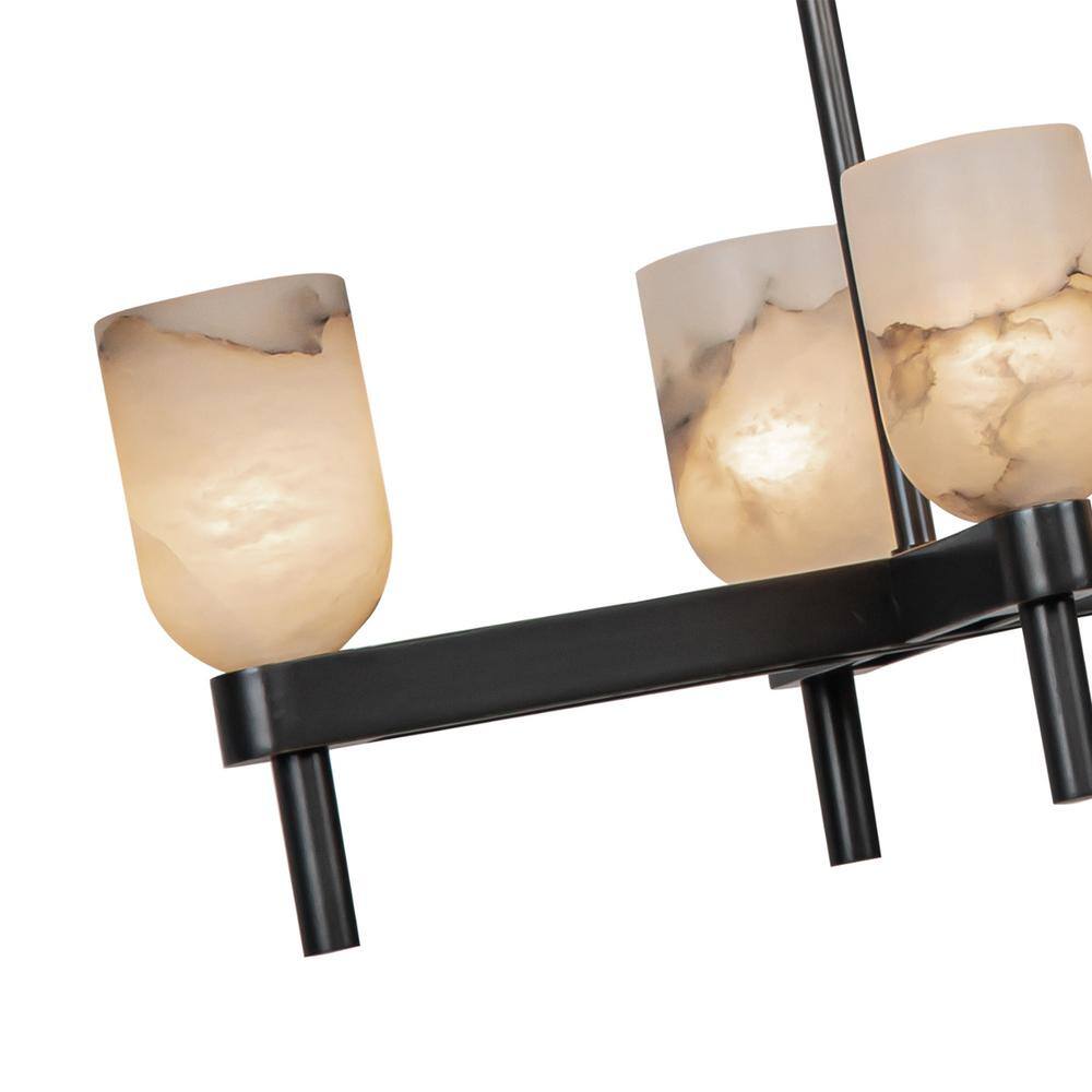 Lucian Urban Bronze Alabaster Glass Bowl Island Pendant