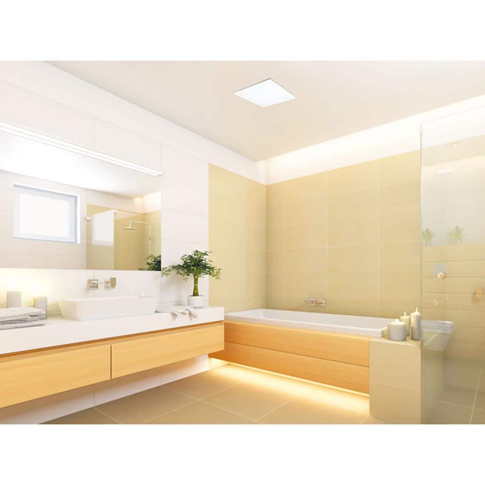White Dimmable LED Bathroom Exhaust Fan with Galvanized Steel Housing