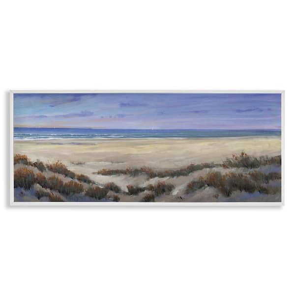Stupell Industries Traditional Grassy Beach by Regina Moore White Framed Coastal Giclee Art Print 13 in. x 30 in.