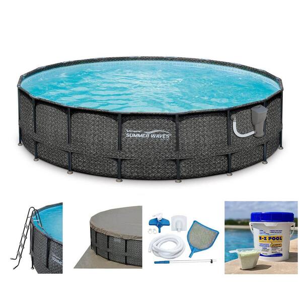 Summer Waves Elite 18 ft. x 48 in. Round Above Ground Frame Swimming ...