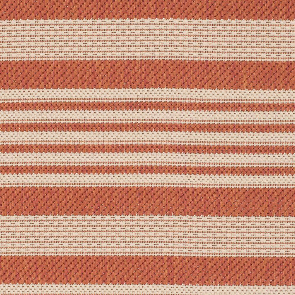 Terracotta & Beige Stripe 2'7" x 5' Flat Woven Synthetic Indoor/Outdoor Rug