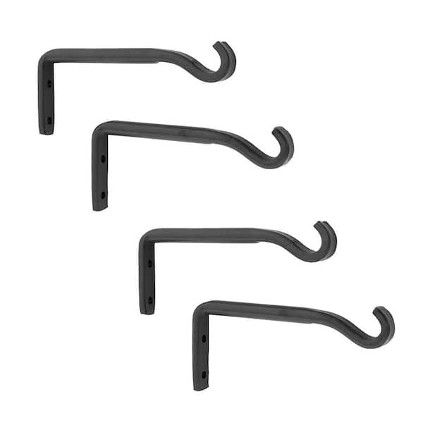 Set of 4 Trellis Wall Brackets, 5.25 Inch Long, Black Powder Coat Finish