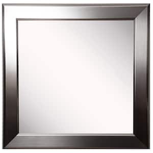 34 in. W x 34 in. H Framed Square Bathroom Vanity Mirror in Silver