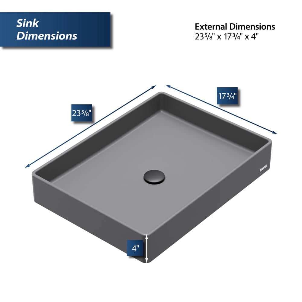 Gray Quartz Rectangular Above-Counter Vessel Sink