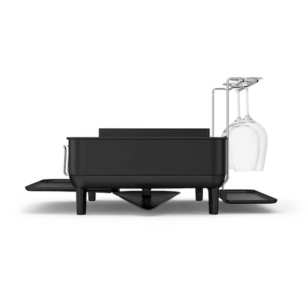 simplehuman Steel Frame Dish Rack with Wine Glass Holder, Matte Black Steel  KT1197 - The Home Depot