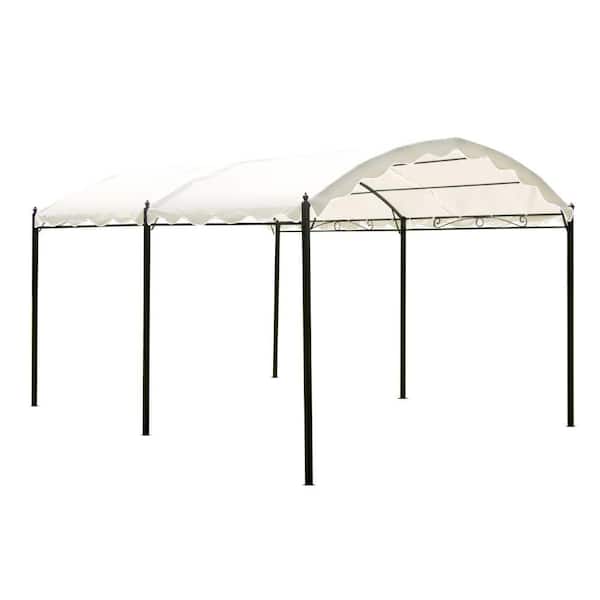 ITOPFOX 10 ft. x 13 ft. White Outdoor Carport Shelter Garage Tent with Anchor Kit