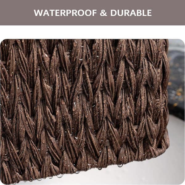 Brown 14.5 in. x 6.8 in. Polypropylene Decorative Basket Set of 3