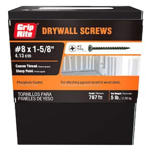 #8 x 1-5/8 in. #2 Phillips Bugle Head Coarse Thread Drywall Screws 5 lb. Box