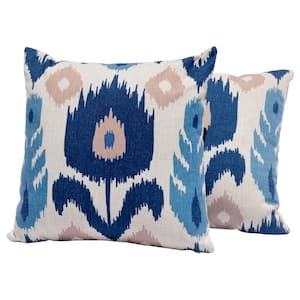 Sophia 17 in. x 17 in. Floral Polyester Square Outdoor Throw Pillow (2-Pack)