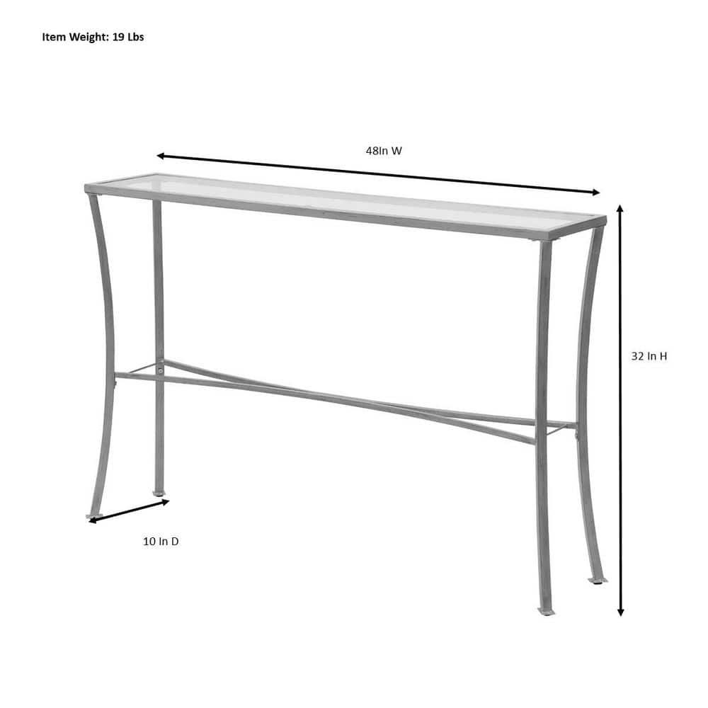 Antique Gold Metal and Glass Console Table, 50.5"
